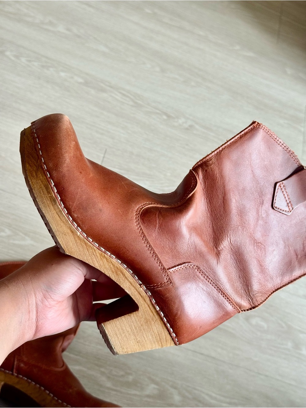 Sanita Brown Leather Clog Boots